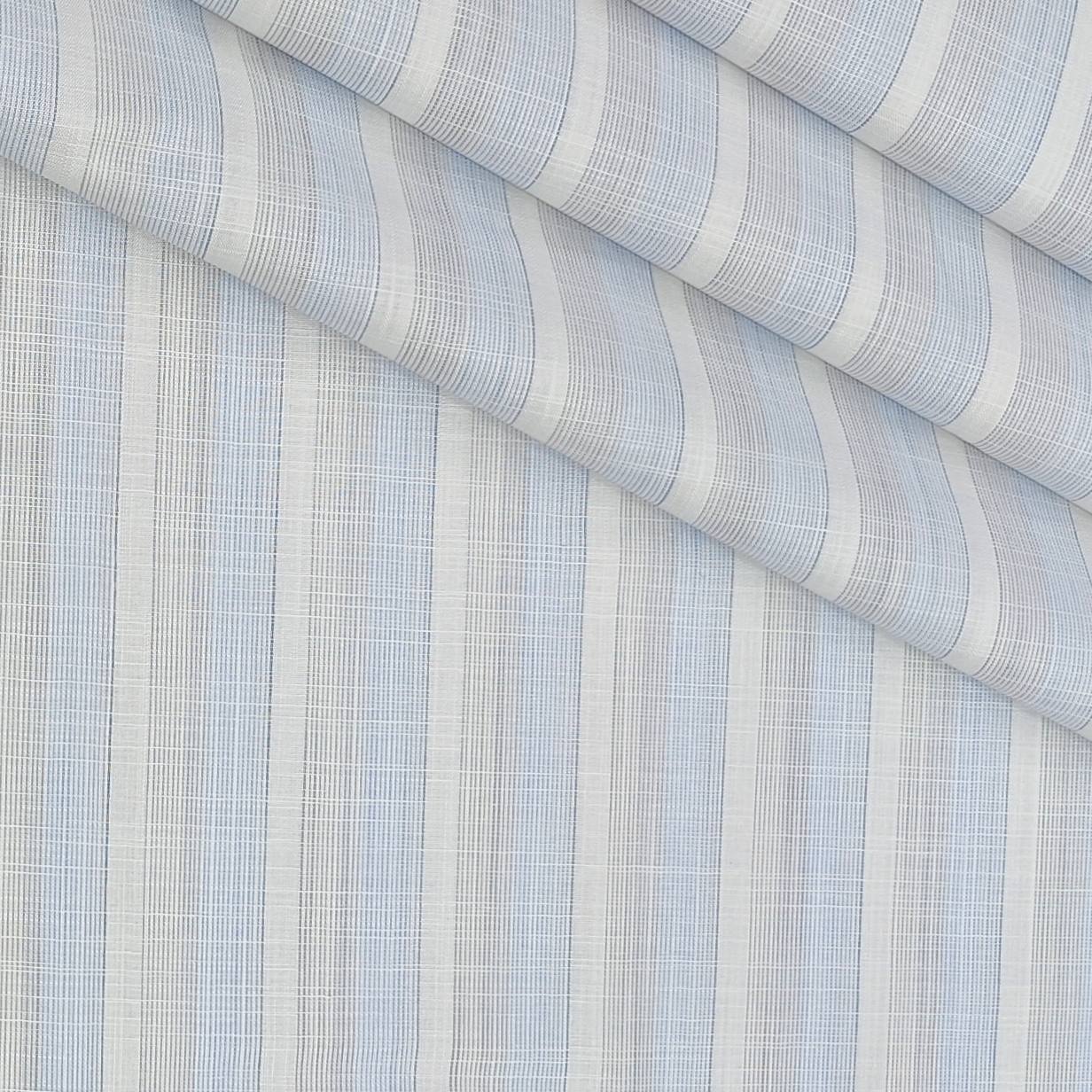 Shirt Fabric Arvind 100% Pure Cotton Patta Lining Colour Blue N White